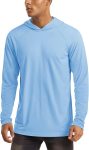 Men Hooded UPF 50+ Sun Protection T Shirts Long Sleeve Athletic Fishing Shirts Rash Guards