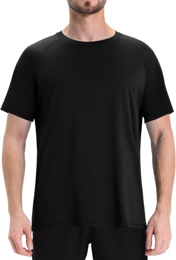 Workout Men Shirts - Black Quick Dry Gym Short Sleeve Moisture Wicking T Shirts for Running Athletic Casual Work