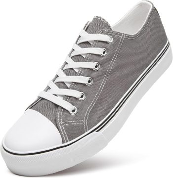 Men's White Canvas Shoes High Top Canvas Sneakers Classic Lace-Up Walking Shoes Light-Weight Soft Casual Shoes Tennis Shoes