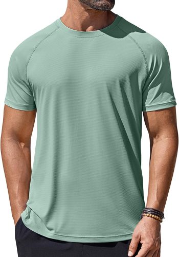 Men Swim Shirt Short Sleeve UPF 50+ Sun Protection Shirt  Athletic Quick Dry T Shirts